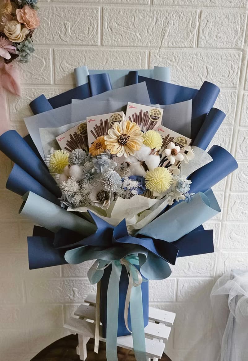 餅乾 零食花束 木棉花 畢業花束 謝師花束 乾燥花 生日 情人節