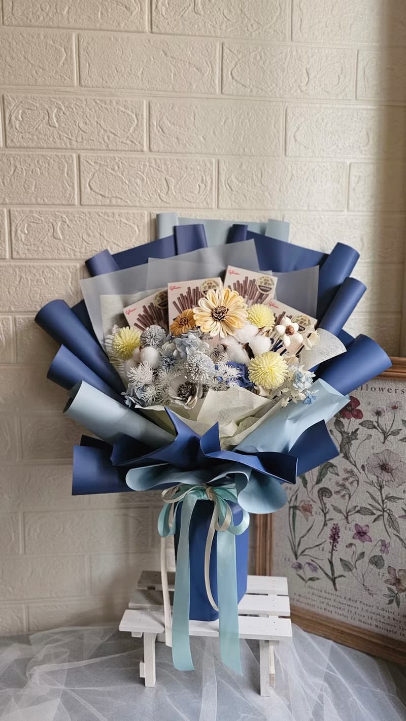 餅乾 零食花束 木棉花 畢業花束 謝師花束 乾燥花 生日 情人節