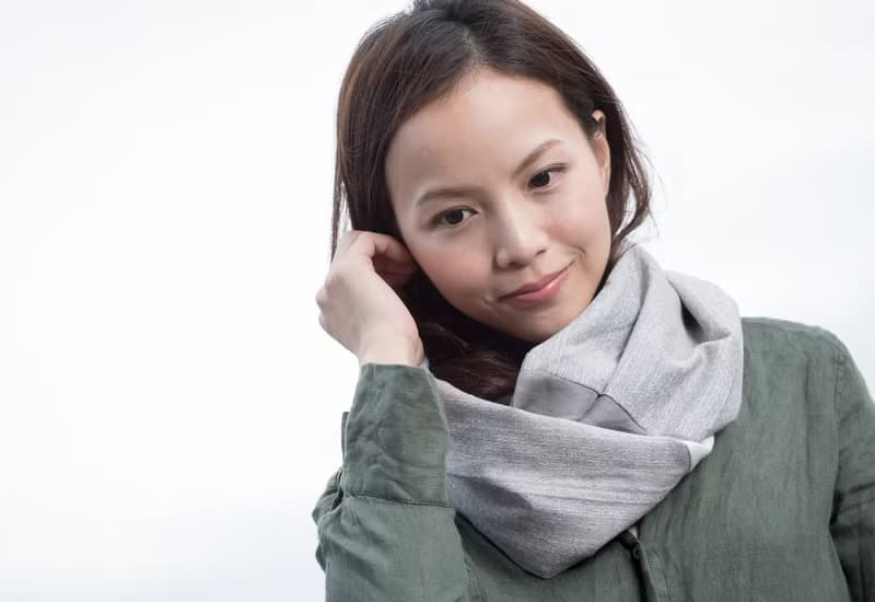 灰色 成人圍脖 微涼春秋薄款 保加利亞純棉紡織布料 / 圍巾