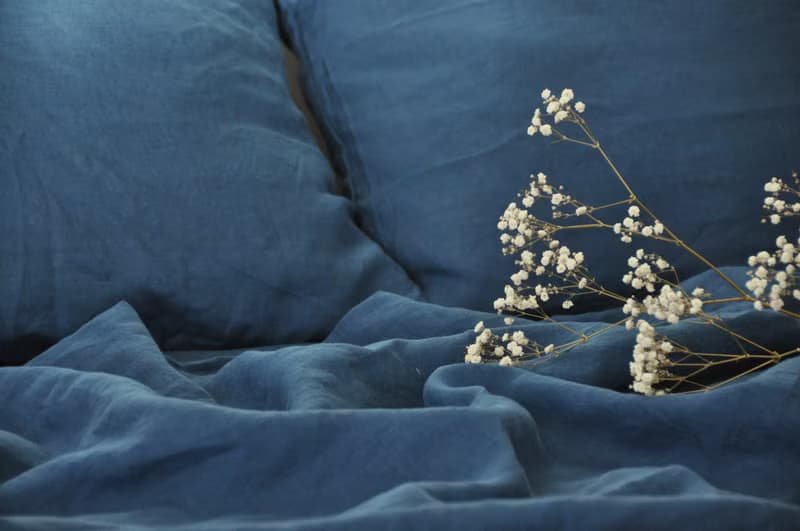 Ocean blue linen sheet set / Flat+fitted sheet+2 pillowcases / Blue bedding