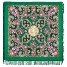 Pavlovo Posad Russian Shawl 100% Wool Scarf 125x125 cm Woolen Fringe 1778-9
