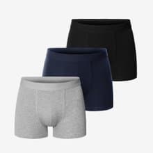 Bread & Boxers 三件組 有機棉男用四角內褲 - 黑/灰/深藍