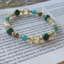 蒼葭丨孔雀石+葡萄石 //療癒招財// 天然水晶手鍊