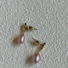YuanPearl天然紫粉極光珍珠耳釘日常通勤簡約耳飾