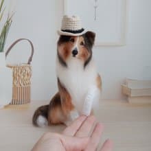 Available Miniature realistic crochet Rough Collie Sable figurine - Lassie