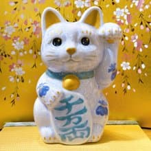 【晶藤千万】日本清水燒招財貓 | 花結晶 藤 - 千万両 特大 左