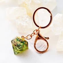 奧罡能量鑰匙圈-綠幽靈+綠髮晶(含開光)│聚焦你的意念│事業運