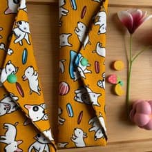 文青風環保筷袋 家有Q狗兒 閃耀黃手作餐具袋.交換禮物.