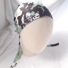 淡綠水墨紋純棉頭巾帽