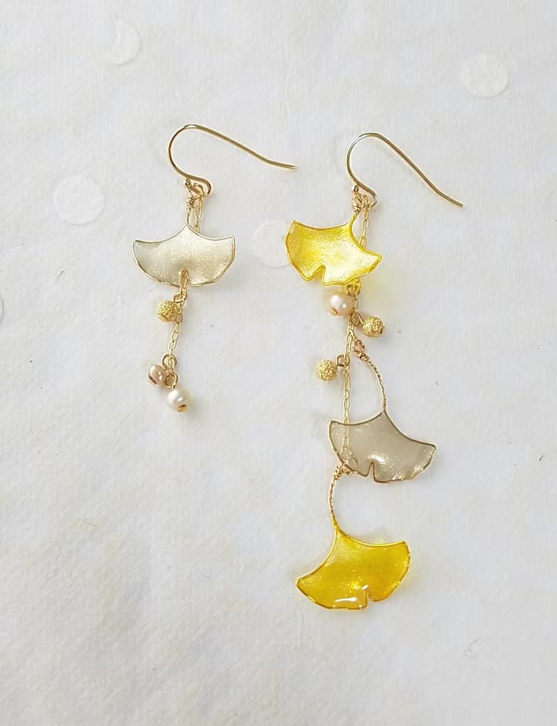 銀杏と淡水パールのピアス/イヤリング・秋色