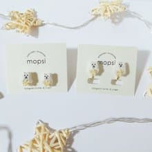 星をつかむしろくま 刺繍ピアス/イヤリング