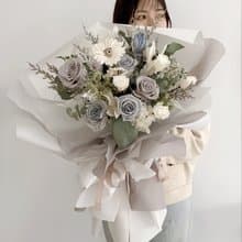 Flora Flower乾燥花束-冷灰文青