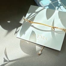 流星軌跡 編織手環(珍珠白)_水晶手鍊 黃銅鍍金飾品 手工製作