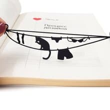 Metal book bookmark Cat Sitting on a Clothesline