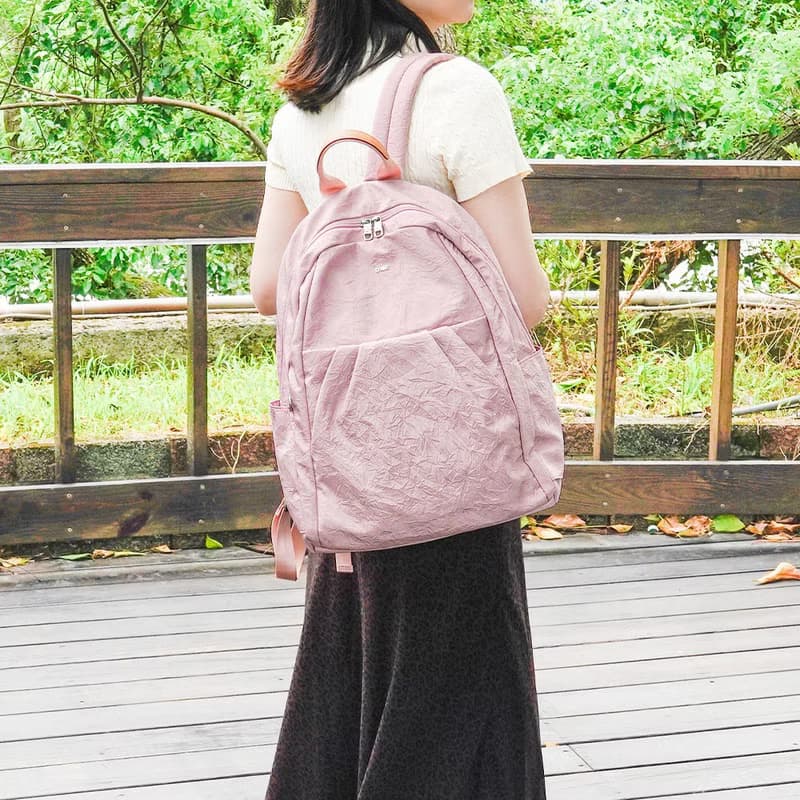 (櫻花粉)輕盈紙感甜美系休閒旅行後背包(大款)33571