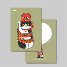 原創明信片/招財貓_賓士章魚/原創插畫/貓咪/文創卡片