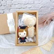 畢業公仔毛巾熊禮盒 畢業禮盒 手鉤花 畢業公仔 小盆花 畢業花束
