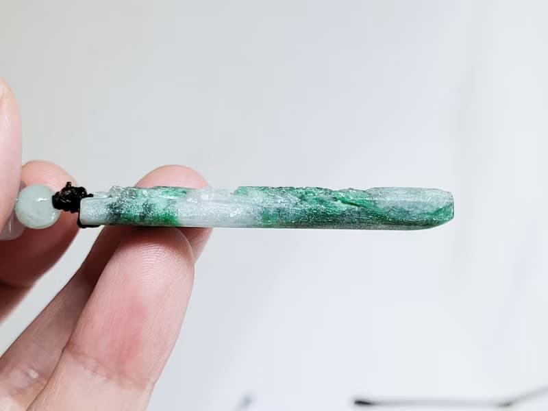 【純翠】天然翡翠 辣綠王者特殊有山有水有靠山山水牌項鍊 養成系