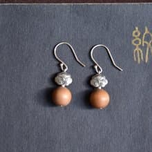 【老山檀】天然印度老山檀沉水料925銀耳墜