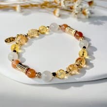 天然水晶 黃水晶 太陽石 月光石 桂花托帕石 招財 開運手鍊