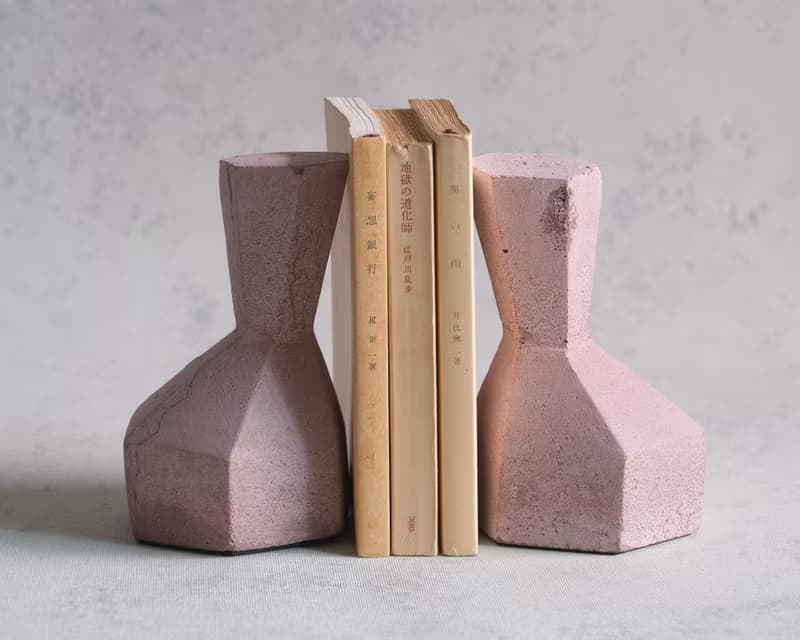 Concrete Bookend Hexagon Nutmeg Sold as a single