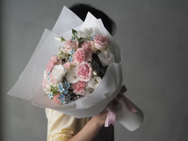 夢幻優雅粉藍色花束_鮮花