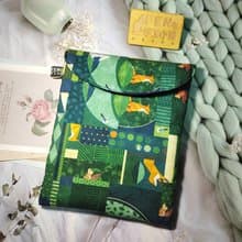 彩色噴墨系列-積木森林狐狸兔子款防輕撥水布收納袋-7.8吋保護套