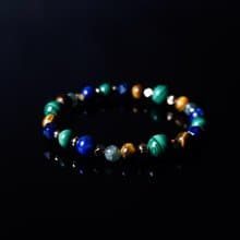 印加帝國 // 孔雀石青金石虎眼石綠磷灰石 手鍊 // 療癒 自信招財