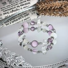 紫宵月色氣質水晶手鍊 - 醫療鋼配飾 /紫鋰輝石/月光石/紫水晶