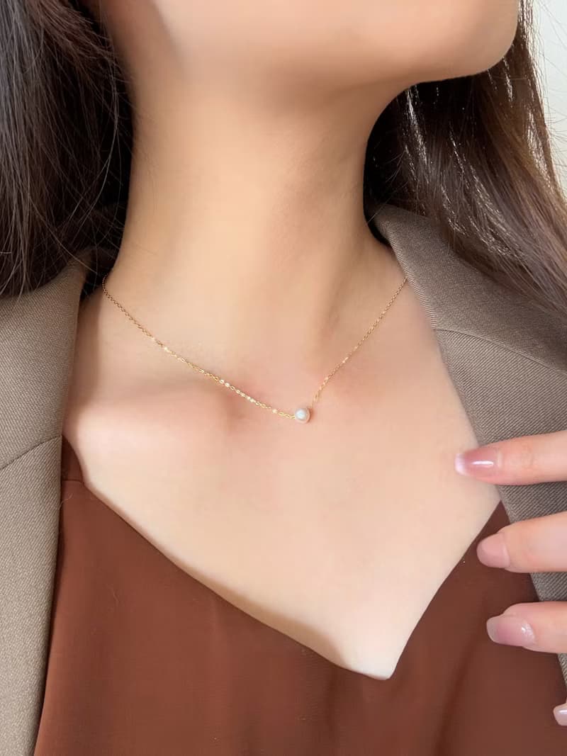 【精緻禮盒】天然淡水珍珠項鍊 純銀鍍金S925－夜曲 #18KGF 氣質