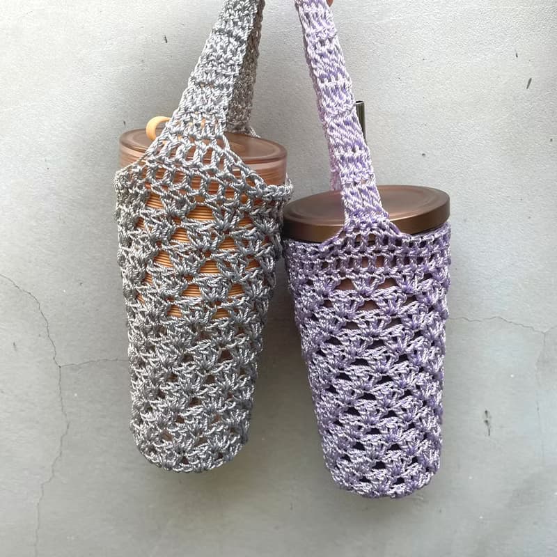 手鉤飲料提袋 防水飲料袋 夏天必備  Knit Design Bottle Bag