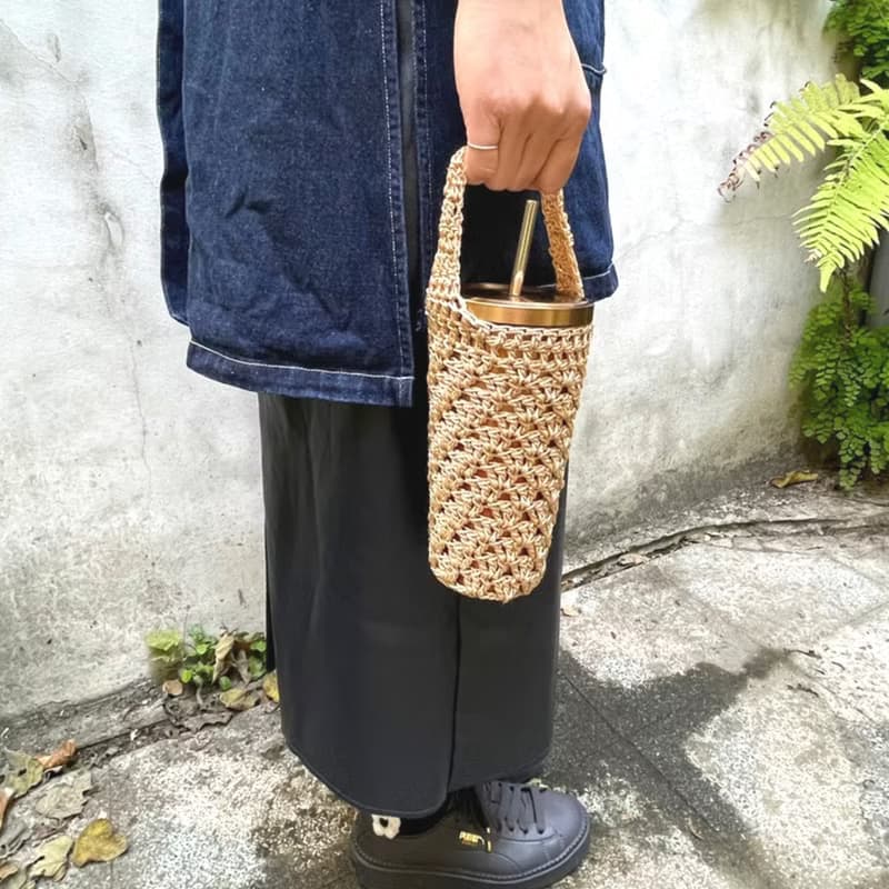 手鉤飲料提袋 防水飲料袋 夏天必備  Knit Design Bottle Bag