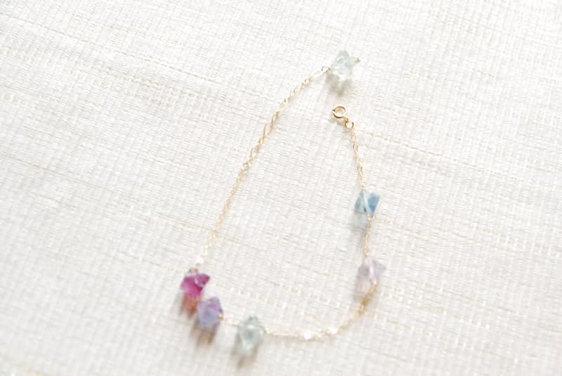 金平糖のようなフローライトのブレスレット１４kgf