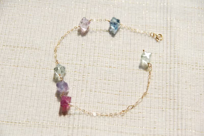 金平糖のようなフローライトのブレスレット１４kgf