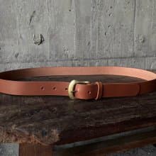 3cm寬 好耐皮帶 馬蹄頭I焦糖 植鞣革真皮腰帶