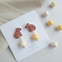 【動物們 No.74】水豚 耳環/耳夾