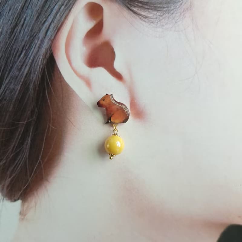 【動物們 No.74】水豚 耳環/耳夾