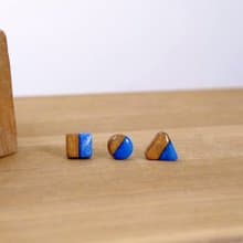 【珠光耳釘】木作工藝 / 木作飾品 / 耳釘 / 樹脂材質 / 女孩配件