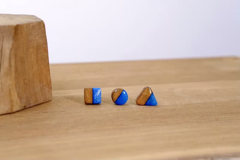 【珠光耳釘】木作工藝 / 木作飾品 / 耳釘 / 樹脂材質 / 女孩配件