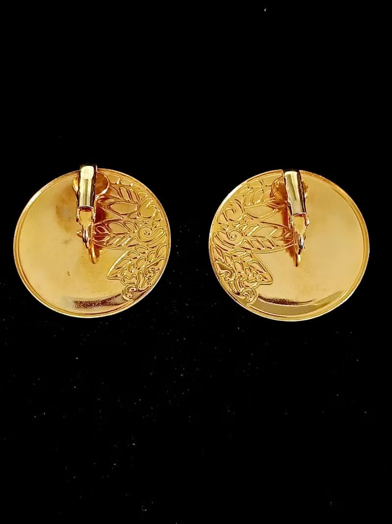 vintage jewelry  典雅描金東方紅琺瑯 夾式耳環