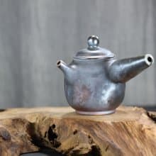 【送禮好物】220ml 柴燒落灰 側把茶壺 鶯歌名家葉敏祥手作