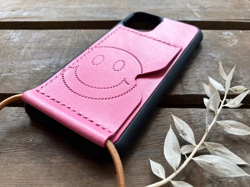 SMILE FACE 咭位斜背手機殻 皮革材料包 iPhone15 XR 好好縫 DIY