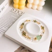 薄荷冰釀 綠螢石 綠髮晶 金髮晶  葡萄石 招財彈性水晶礦石手鍊