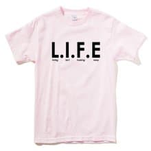 Living isn't fxxking easy LIFE 短袖T恤 淺粉色 文字 英文 生活