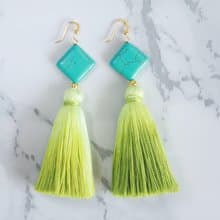 Green Bohemian Dangle Drop Earrings, Lovely Statement Earrings for Woman