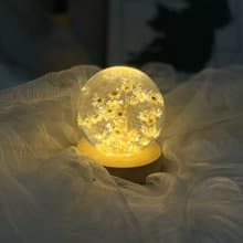 白色小雛菊7cm樹脂夜燈/插電燈座or充電燈座可選