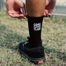 【買3送1】 Gone Fishing Club 刺繡中筒襪 黑色 男女同款