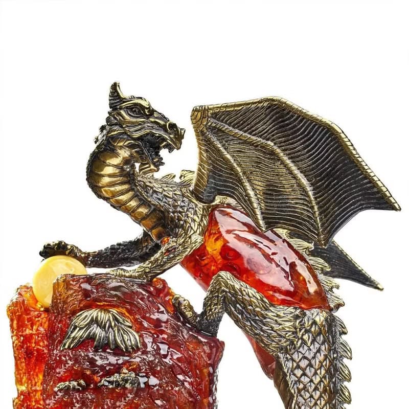 Sculpture of amber and bronze Bull|Amber Souvenir Gift|Amber Bull Figurine|