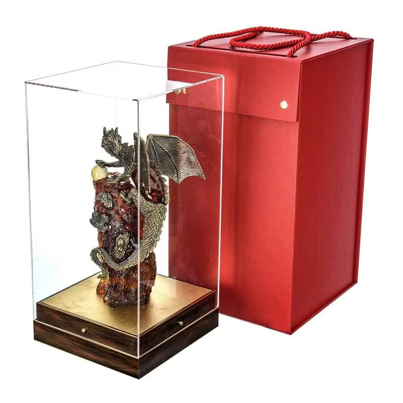 Sculpture of amber and bronze Bull|Amber Souvenir Gift|Amber Bull Figurine|