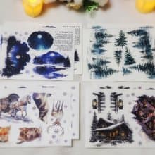 Whisper of Winter background stickers 4types MIX - White PET (philip's store)